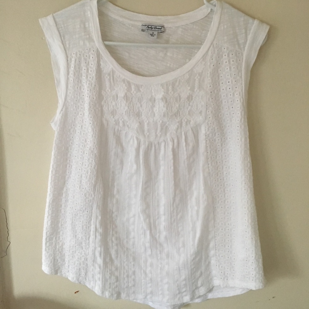 Lucky Brand Sleeveless Tank With Embroidery